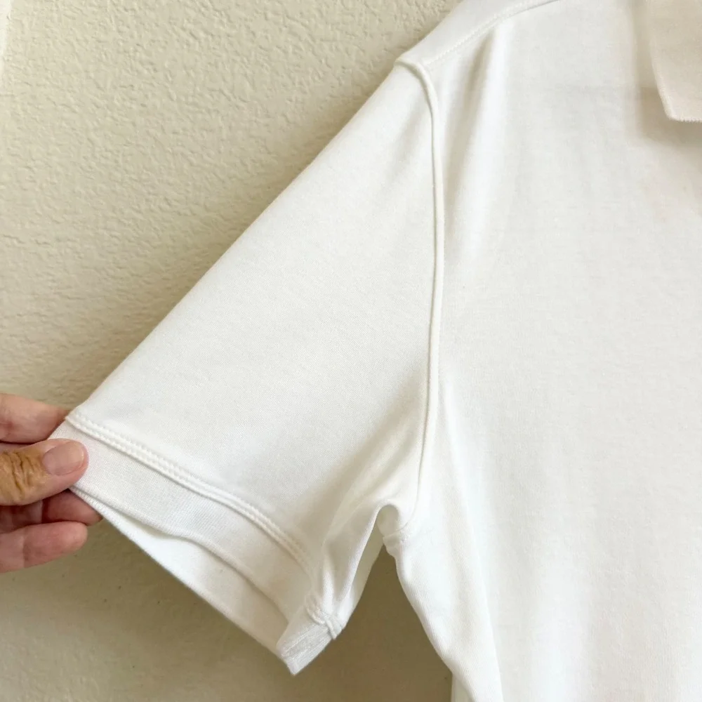 Banana Republic Mens Dress Polo Shirt White Short Sleeve Cotton Size M